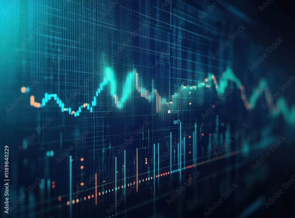 Futuristic Digital Stock Market Graph in Cyberpunk Style with Neon Lighting and Upward Trends Futuristic Digital Stock Market Graph in Cyberpunk Style with Neon Lighting and Upward Trends