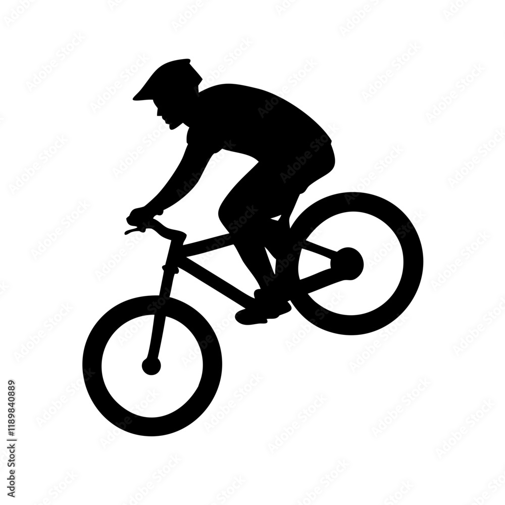 Fototapeta premium silhouette of a person riding a bike icon