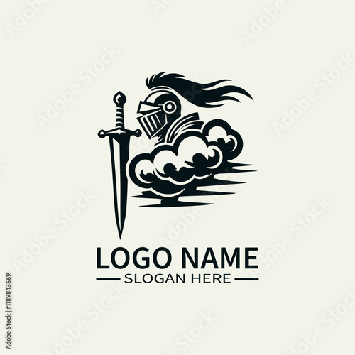 Knight Cloud Racer Logo Design, Sky Knight Racing Logo, Cloud Chaser Knight Logo, Fantasy Racing Knight Logo, Medieval Racing Logo