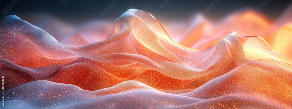 Fototapeta premium Luxury Minimalist 3D Display with Flowing Silk Ribbons in Rose Gold and Soft Ambient Lighting for Cosmetics Presentation