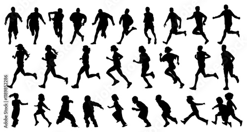 People Running Sports Silhouette Vector Pack graphic drawing illustration for stickers, streetwear, t-shirts, logos, print-on-demand, print, or branding