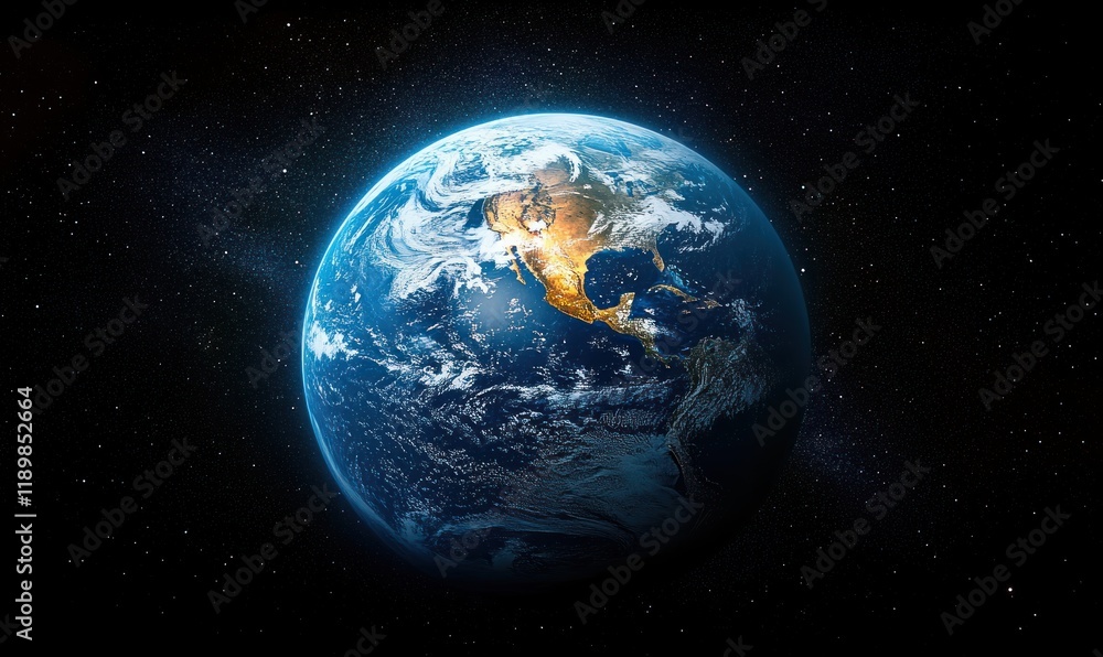 Fototapeta premium Earth from Space Vibrant Colorful Globe Natural Environment Planet Galaxy