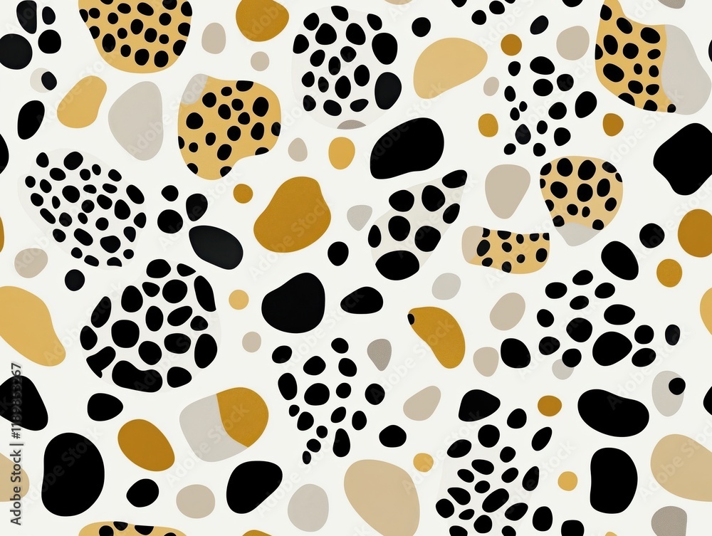 Abstract Leopard Print Pattern with Black, Beige, and Brown Spots on White Background Abstract Leopard Print Pattern with Black, Beige, and Brown Spots on White Background