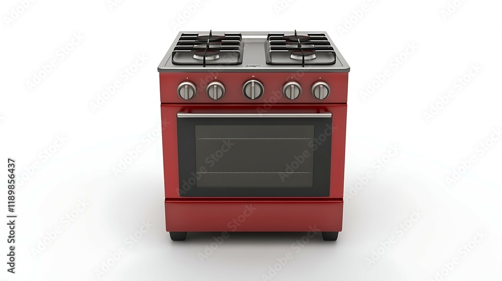 Fototapeta premium Rendering of a gas stove on a white background with shadows