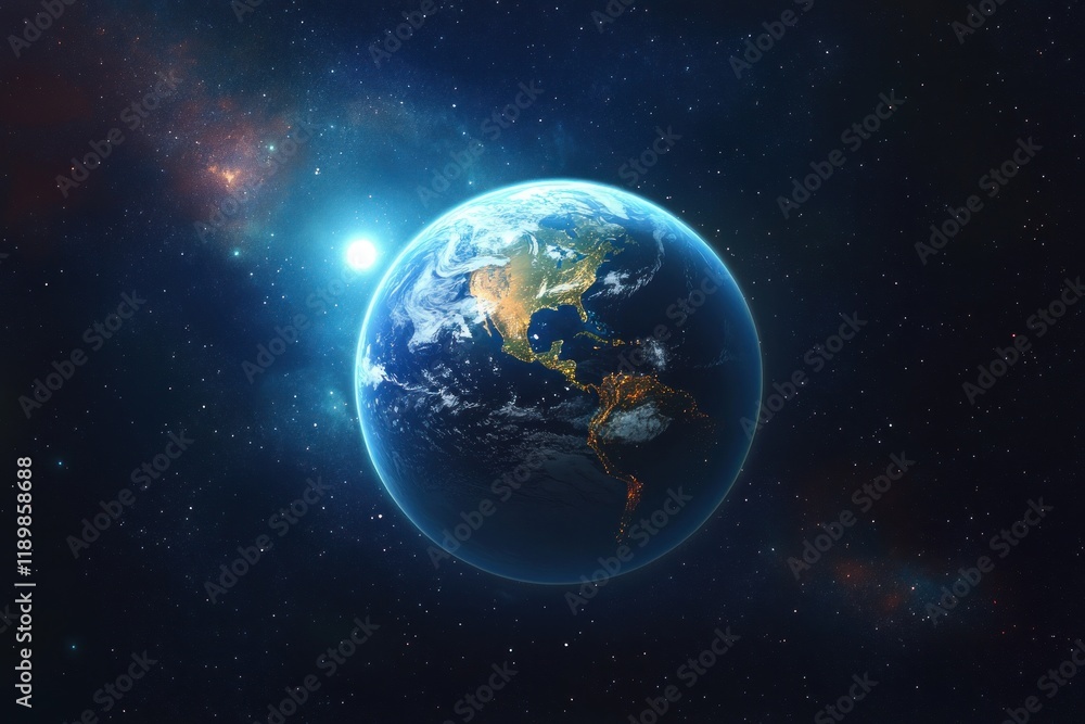 Vibrant Earth and Atmosphere in Space with Stars and Cosmic Elements Vibrant Earth and Atmosphere in Space with Stars and Cosmic Elements
