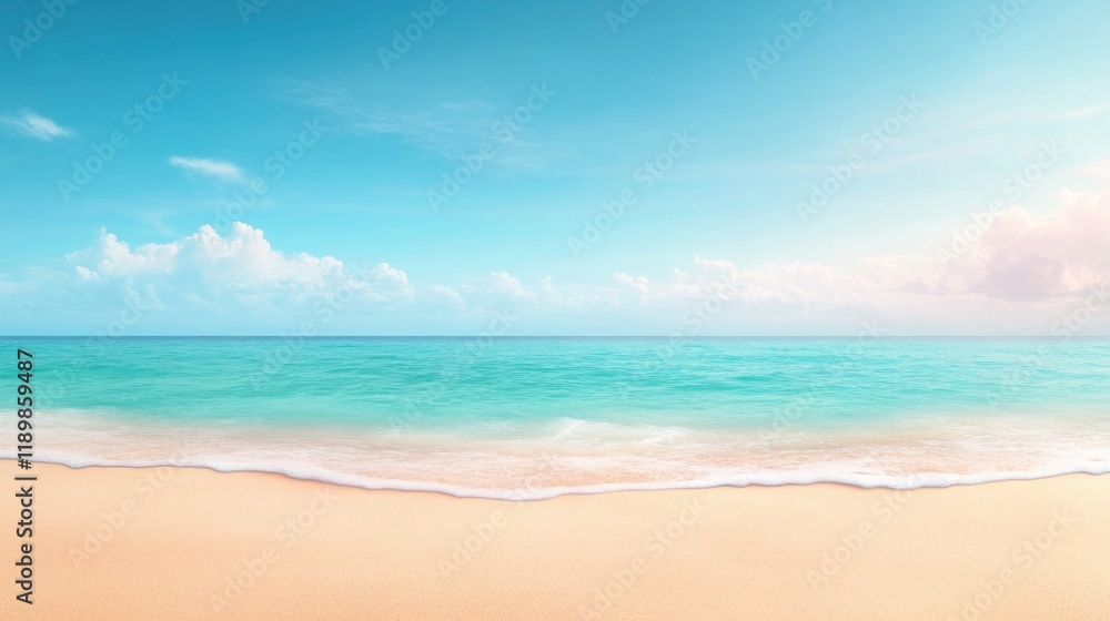 Relaxing ocean view tropical beach digital artwork serenity wide angle nature's beauty Relaxing ocean view tropical beach digital artwork serenity wide angle nature's beauty