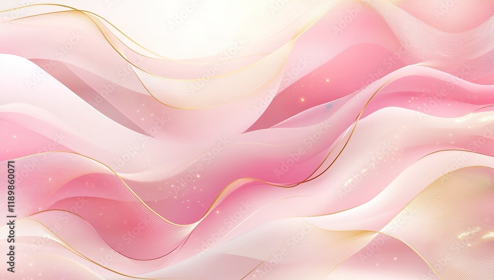 Obraz premium Pink and Gold Waves Flow Smoothly with Elegant Sparkle and Soft Texture