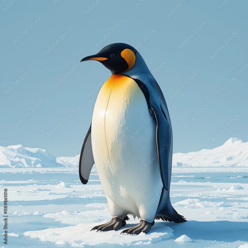 Fototapeta premium Majestic Emperor Penguin on Antarctic Ice Wildlife Photography