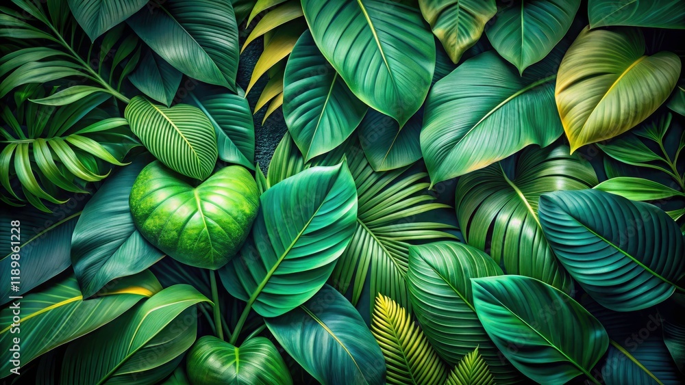 Lush Tropical Leaves on Textured Backdrop for Stylish Interior Design Lush Tropical Leaves on Textured Backdrop for Stylish Interior Design