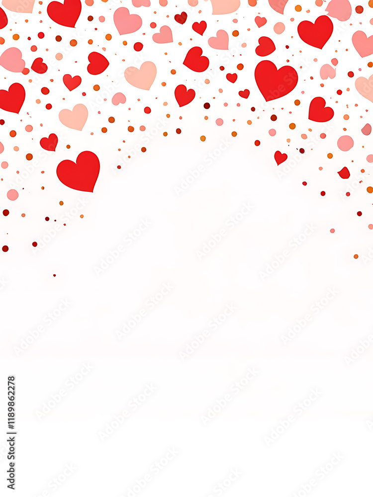 Obraz premium Pink Paper Hearts Confetti Overlay wedding card gift celebration design holiday background