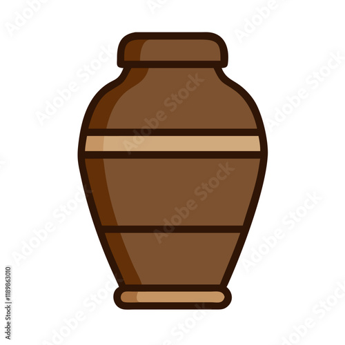 Funeral Urn Icon with Ashes Representing Cremation 