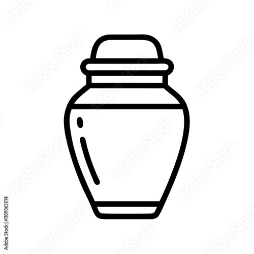 Funeral Urn Icon with Ashes Representing Cremation 