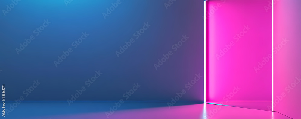 Abyss Blue Background Wallpaper with Bright Fuchsia Light, Banner Header Abyss Blue Background Wallpaper with Bright Fuchsia Light, Banner Header