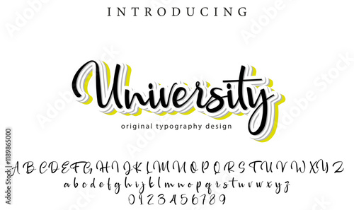 University Font Stylish brush painted an uppercase vector letters, alphabet, typeface