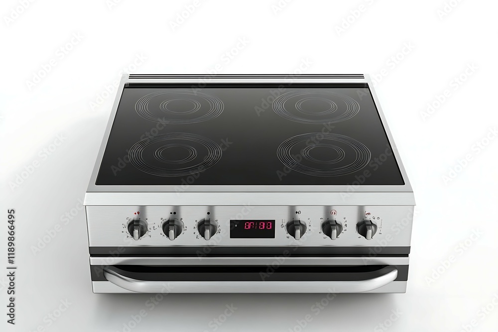 Fototapeta premium Modern black electric stove on white background
