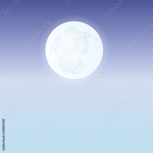 Full moon in a night sky with a gradient blue background.