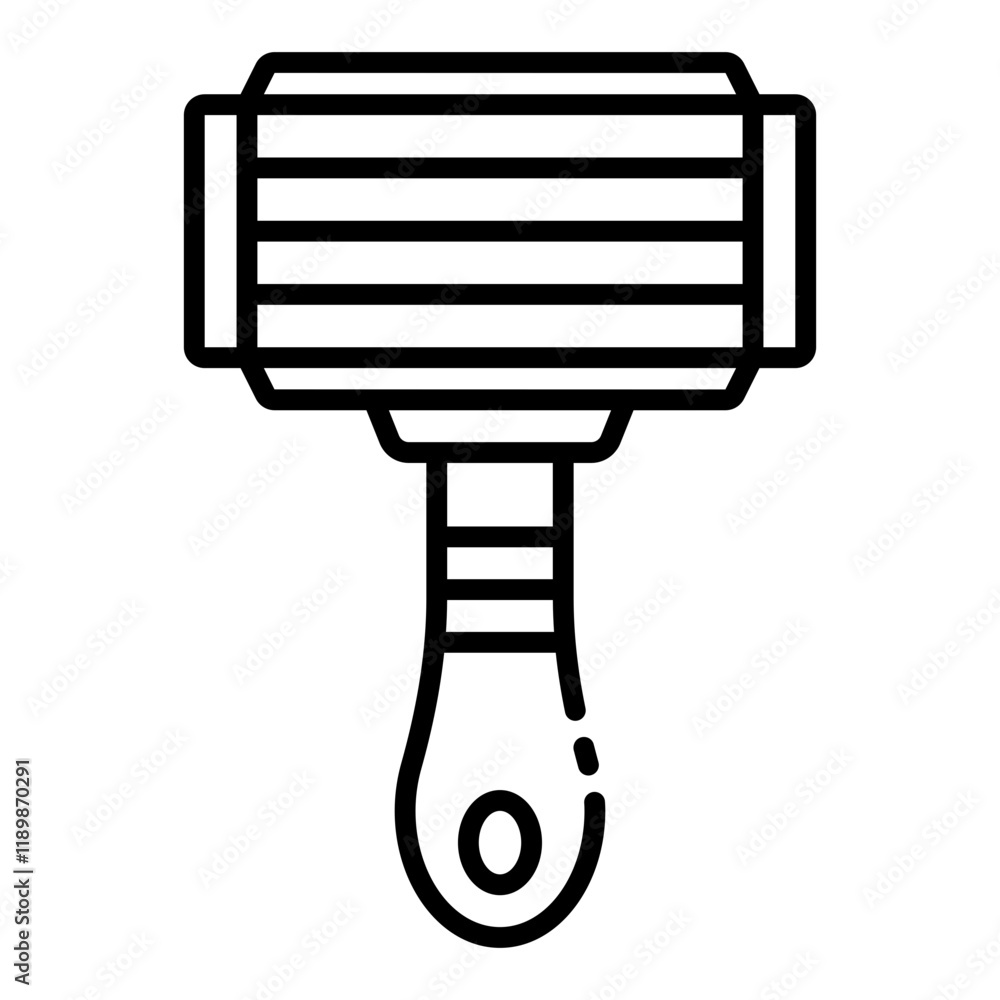 Safety razor outline icon representing a traditional barber grooming tool Safety razor outline icon representing a traditional barber grooming tool