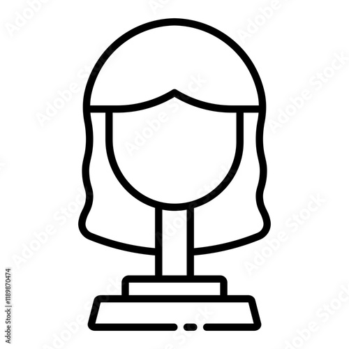 Mannequin head with wig outline icon representing barber training tools