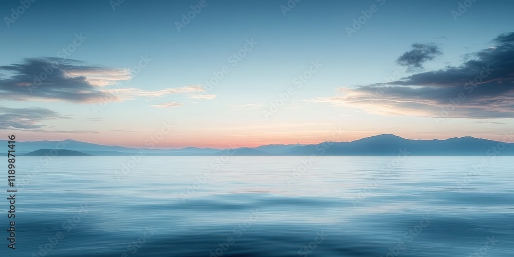 Obraz premium Tranquil Seascape at Dawn with Soft Pastel Colors and Minimalist Composition