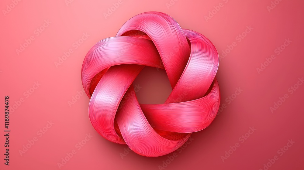 Abstract Pink Intertwined Knot Design: A Modern Minimalist 3D Render Abstract Pink Intertwined Knot Design: A Modern Minimalist 3D Render