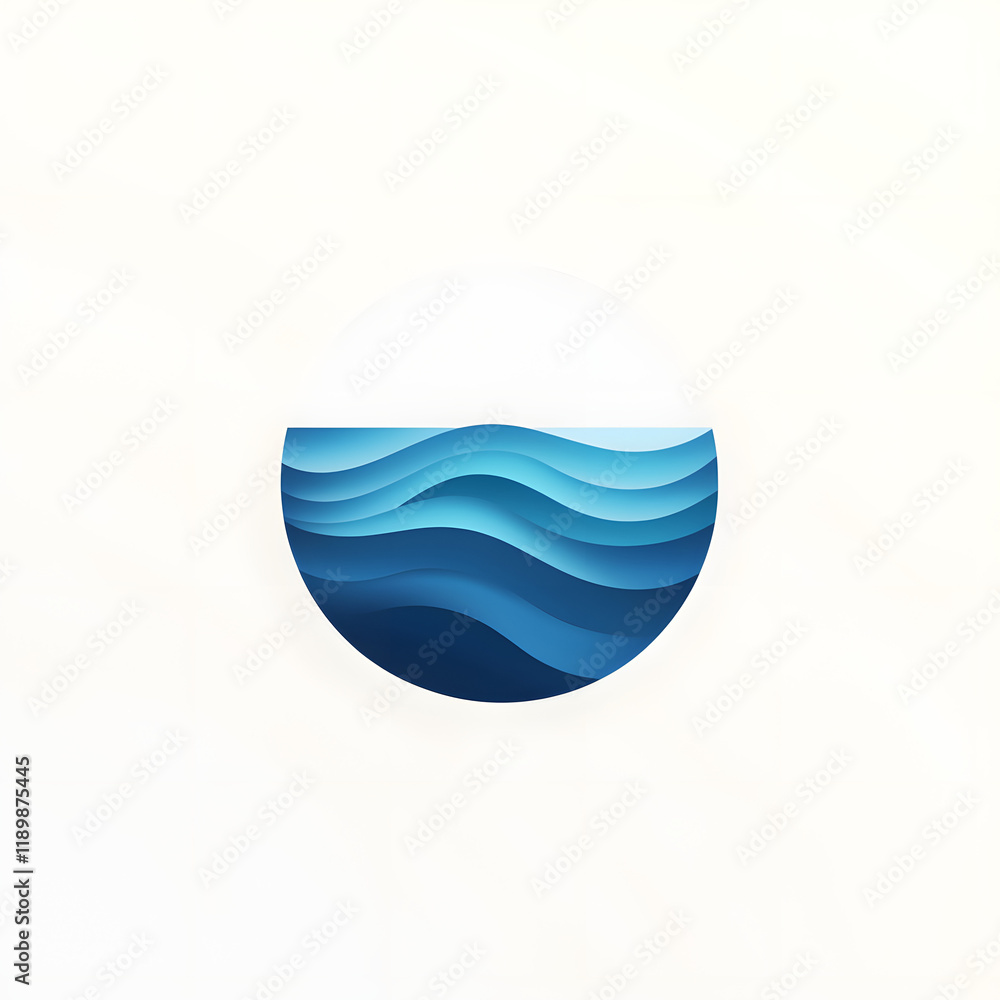 Simple 2D Lake Logo with Elegant Ripples and Minimal Detail Simple 2D Lake Logo with Elegant Ripples and Minimal Detail