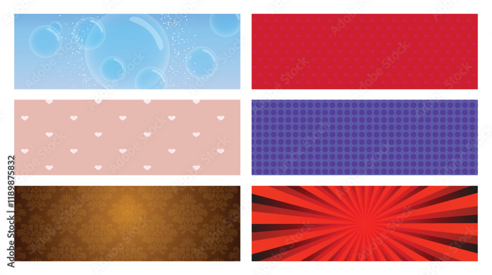 Fototapeta premium Set of colorful vector backgrounds with various patterns.