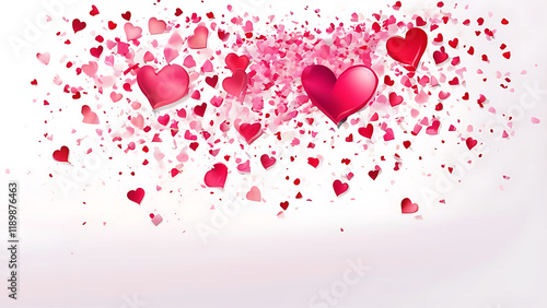 Pink Paper Hearts Confetti Overlay wedding card gift celebration design holiday background