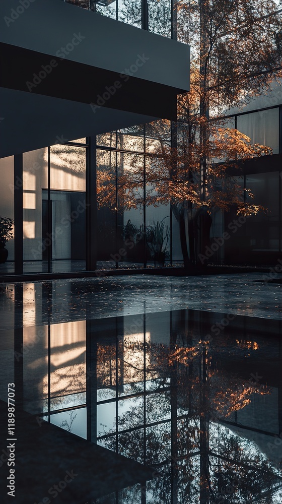 Fototapeta premium Modern Architecture: Glass House Reflection