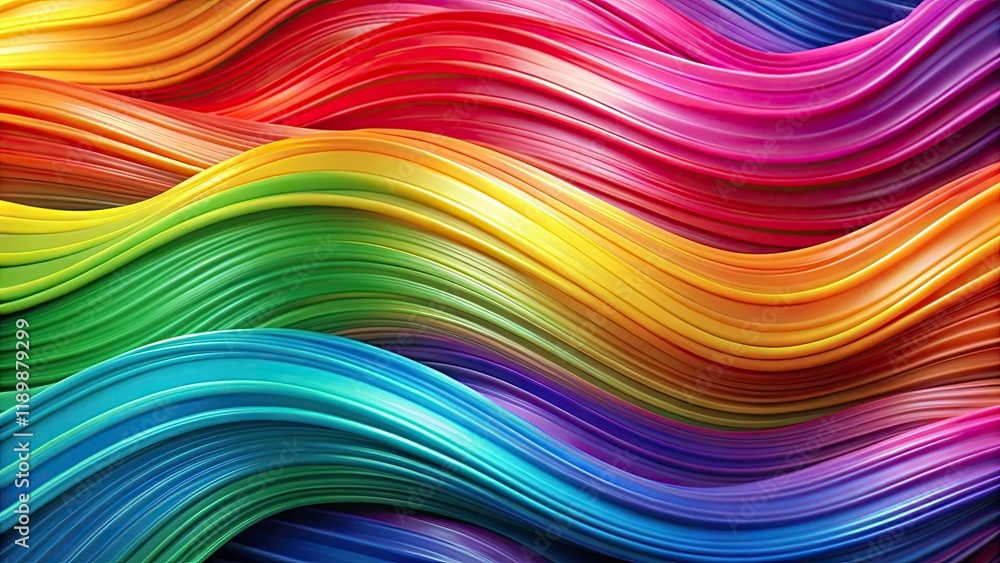 Obraz premium Vibrant Closeup of Multicolored Waves - Smooth Soft Flowing Rainbow Curves Design Texture Pattern for Abstract Art Backgrounds