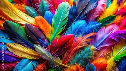 Wallpaper Mural Vibrant Feather Display: Architectural Photography of Colorful Bird Feathers Torontodigital.ca
