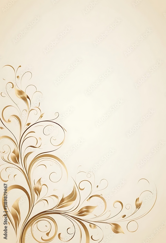 Elegant Golden Floral Design On Beige Background Elegant Golden Floral Design On Beige Background