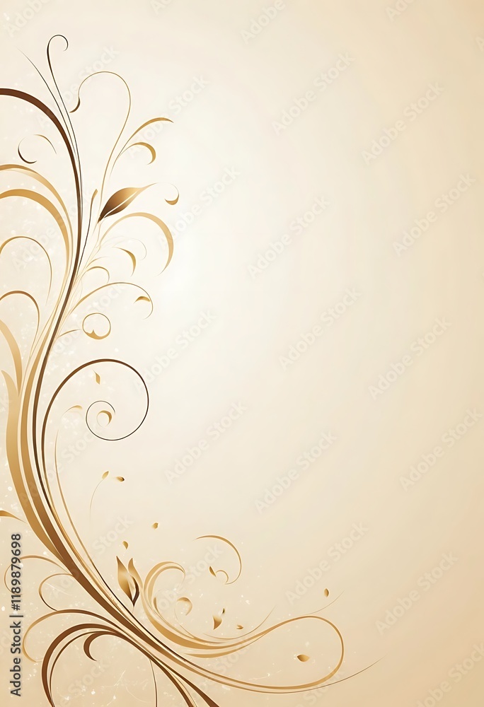 Elegant Golden Floral Design on Beige Background Elegant Golden Floral Design on Beige Background