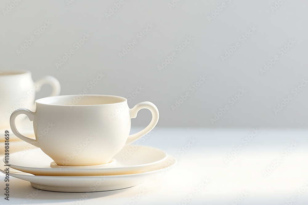 Fototapeta premium tea set with teapot and cups on white background