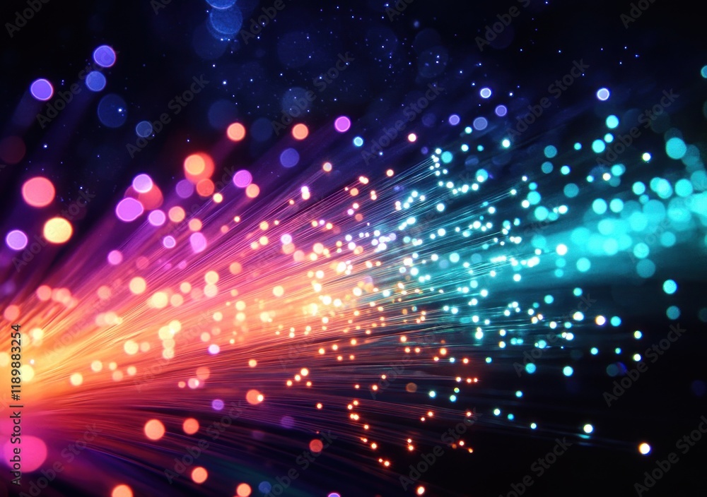 Obraz premium Glowing Fiber Optic Lights in Abstract Motion