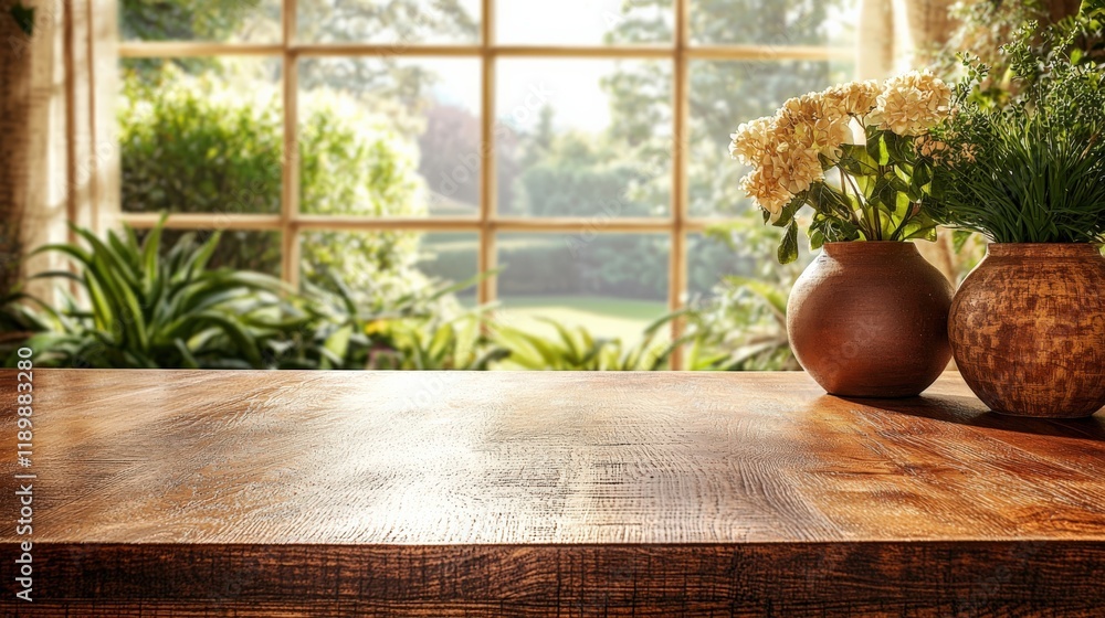 Sunny Indoor Garden with Blooming Plants Sunny Indoor Garden with Blooming Plants