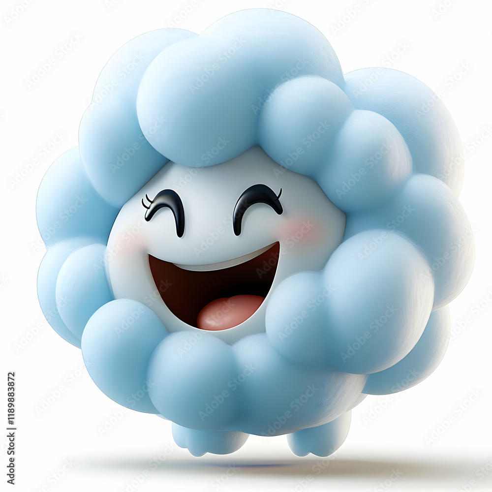 Obraz premium Joyful 3D Cloud Cartoon Illustration