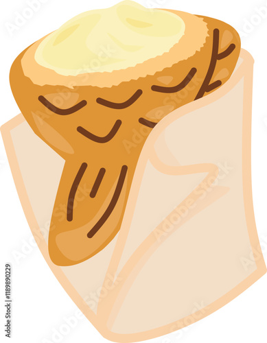 Illustration of Wrapped Taiyaki with Custard Filling