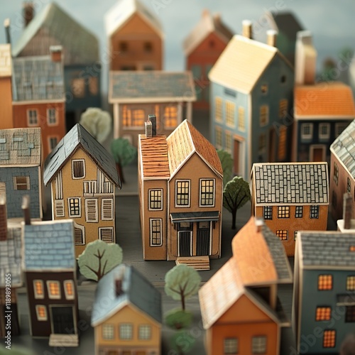 Charming Miniature Village: Paper Model Houses photo