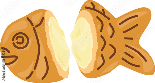 Illustration of Taiyaki with Custard Filling
