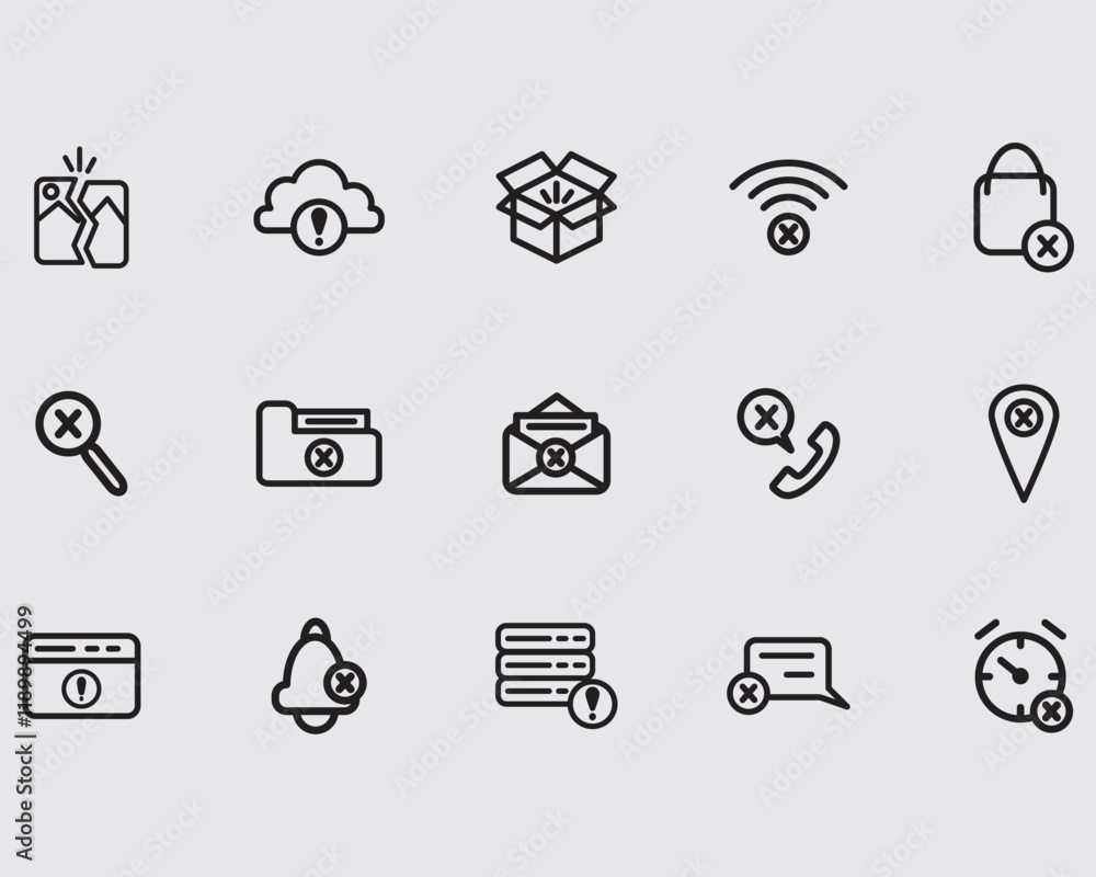 Fototapeta premium set of empty state outline vector icons isolated on background
