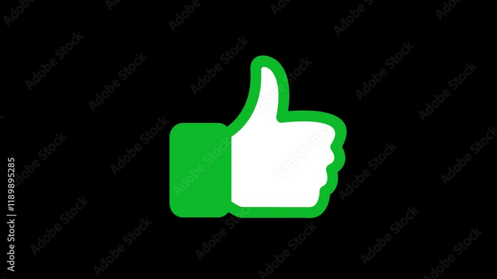 Hand Thumb down animation. likes motion on green screen background. animated 4k