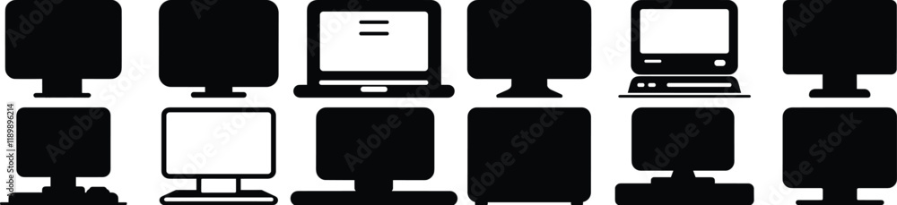 Computer silhouette set vector design big pack of pc illustration and icon Computer silhouette set vector design big pack of pc illustration and icon