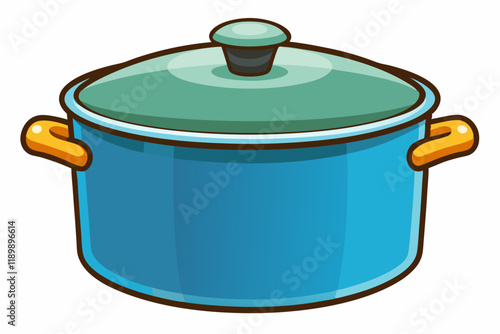 Beautiful empty ceramic cooking pot on white background vector art illustration