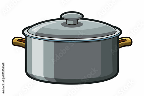 Beautiful empty ceramic cooking pot on white background vector art illustration