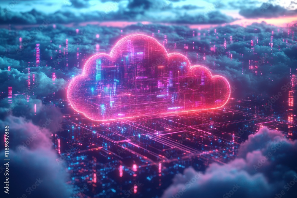 Cloud Computing and Digital Connectivity in a Futuristic Cyberpunk Landscape Cloud Computing and Digital Connectivity in a Futuristic Cyberpunk Landscape