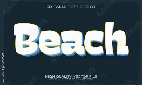 Beach text effect, editable text effect and retro 3d font style bold shadow vintage poster design