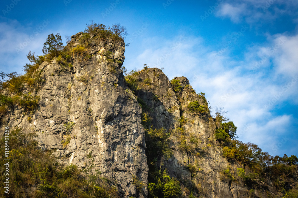beautiful karst landscape of yangshuo, china, river li, bending river, sunset, hills, view from xianggong hill	
