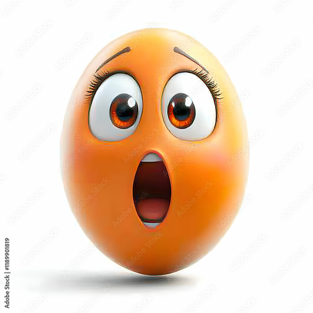 Fototapeta premium 3D Emoticon Illustration: Surprised Orange Face