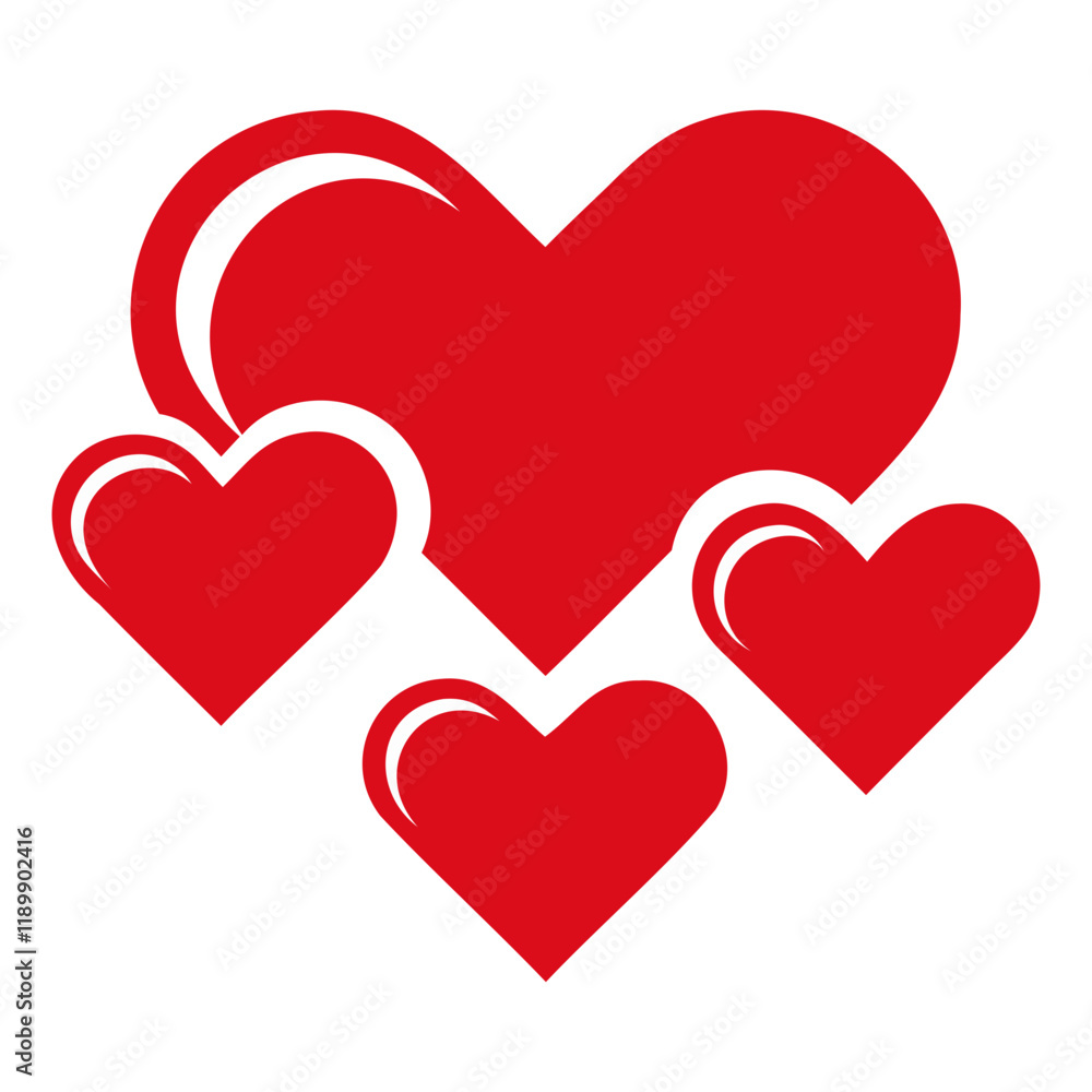 Happy Valentine's Day Red heart icons set Silhouette vector Isolated on transparent background Happy Valentine's Day Red heart icons set Silhouette vector Isolated on transparent background