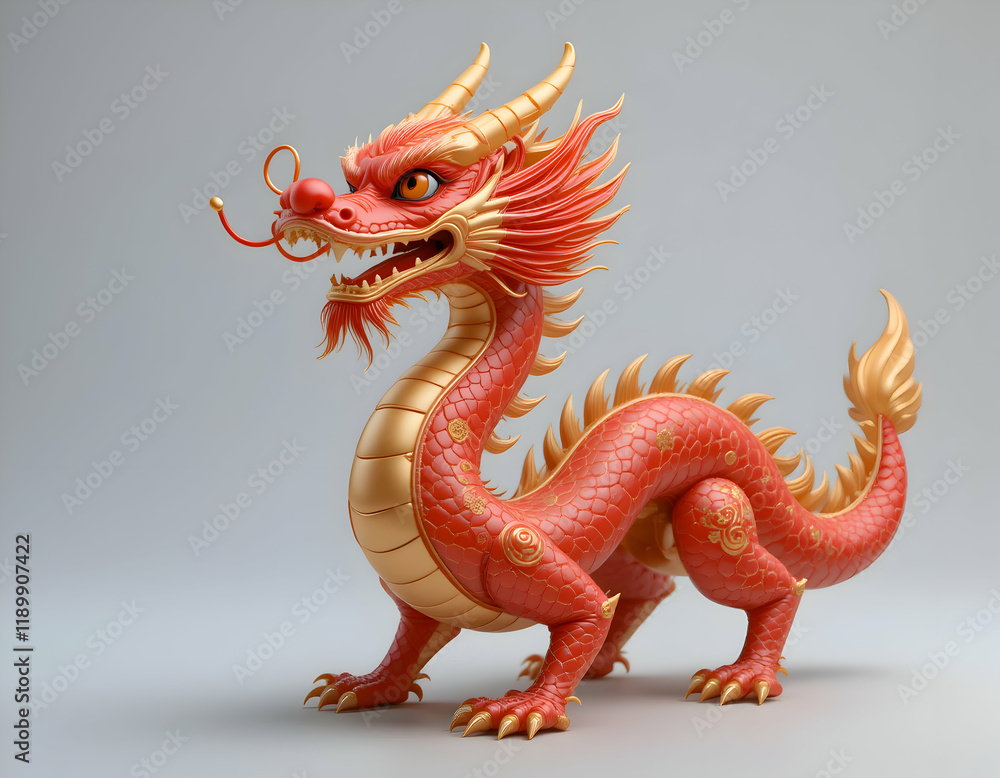 Obraz premium Magnificent Red Chinese Dragon Figurine